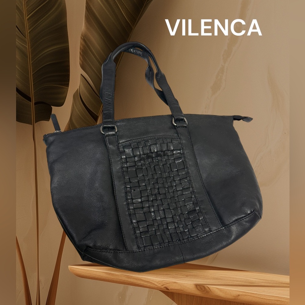 VILENCA HOLLAND  BLACK LYLA  Genuine Leather Shoulder Bag / Tote